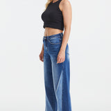 BAYEAS Full Size High Waist Two-Tones Patched Wide Leg Jeans - Opulent EmpireBAYEAS Full Size High Waist Two-Tones Patched Wide Leg JeansOpulent Empire