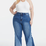 BAYEAS Full Size High Waist Two-Tones Patched Wide Leg Jeans - Opulent EmpireBAYEAS Full Size High Waist Two-Tones Patched Wide Leg JeansOpulent Empire