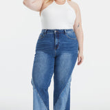 BAYEAS Full Size High Waist Two-Tones Patched Wide Leg Jeans - Opulent EmpireBAYEAS Full Size High Waist Two-Tones Patched Wide Leg JeansOpulent Empire