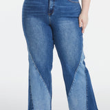 BAYEAS Full Size High Waist Two-Tones Patched Wide Leg Jeans - Opulent EmpireBAYEAS Full Size High Waist Two-Tones Patched Wide Leg JeansOpulent Empire