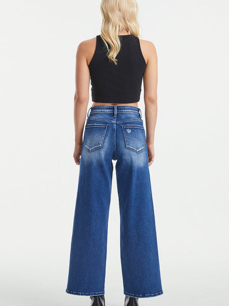 BAYEAS Full Size High Waist Two-Tones Patched Wide Leg Jeans - Opulent EmpireBAYEAS Full Size High Waist Two-Tones Patched Wide Leg JeansOpulent Empire