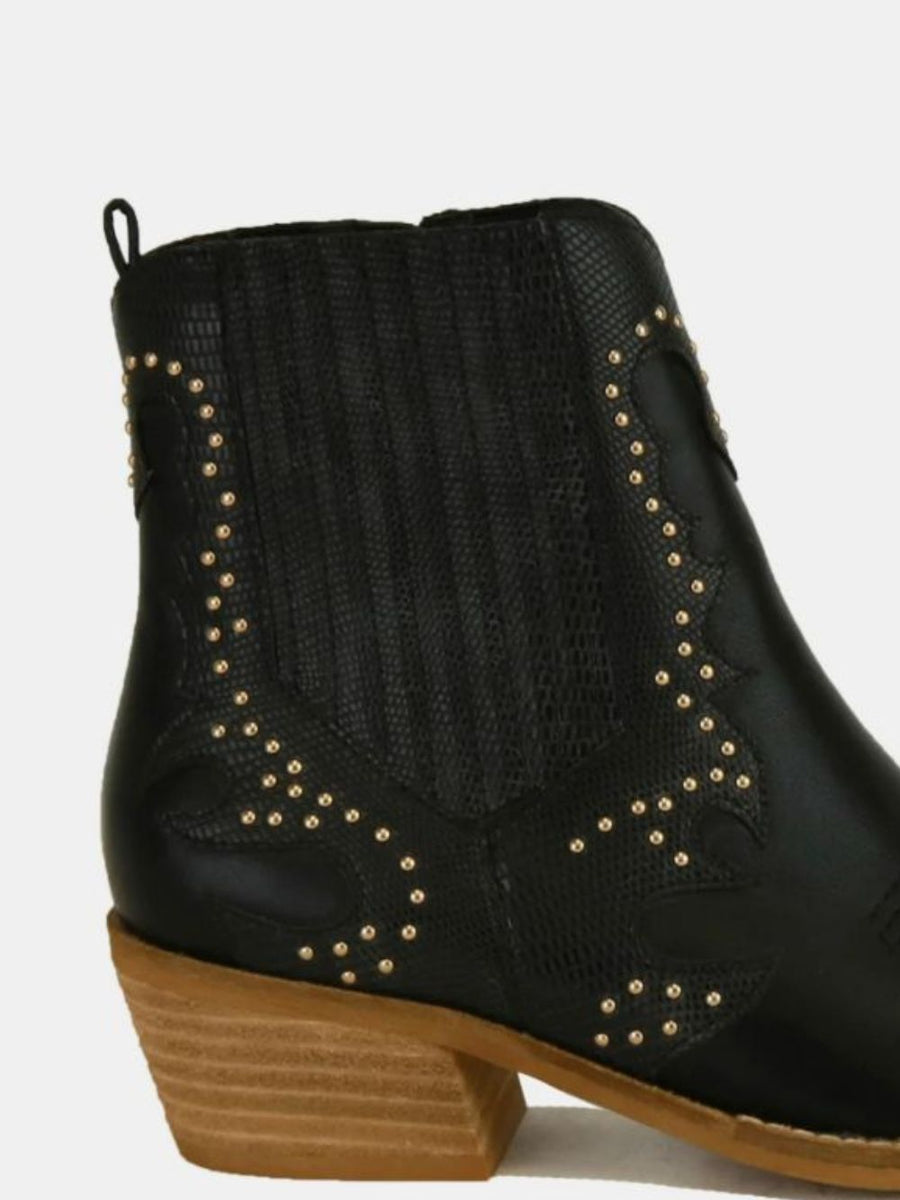 Beast Fashion Studded Detail Point Toe Boots - Opulent Empire