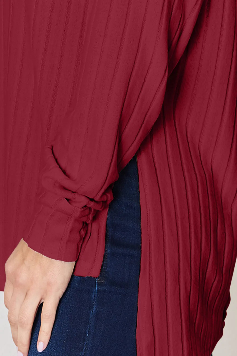 Cove Bellamy — Basic Bae Full Size Ribbed Round Neck Slit T-Shirt, alternate view 18