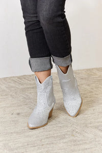 Zephyr Vallière — East Lion Corp Rhinestone Ankle Cowboy Boots Clear Rhinestone Fashion Footwear