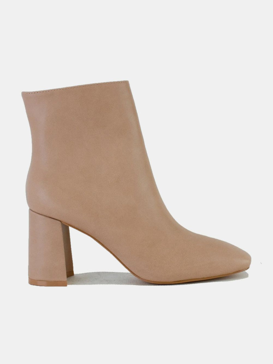 Beast Fashion PU Leather Block Heel Boots with Side Zippers - Opulent Empire