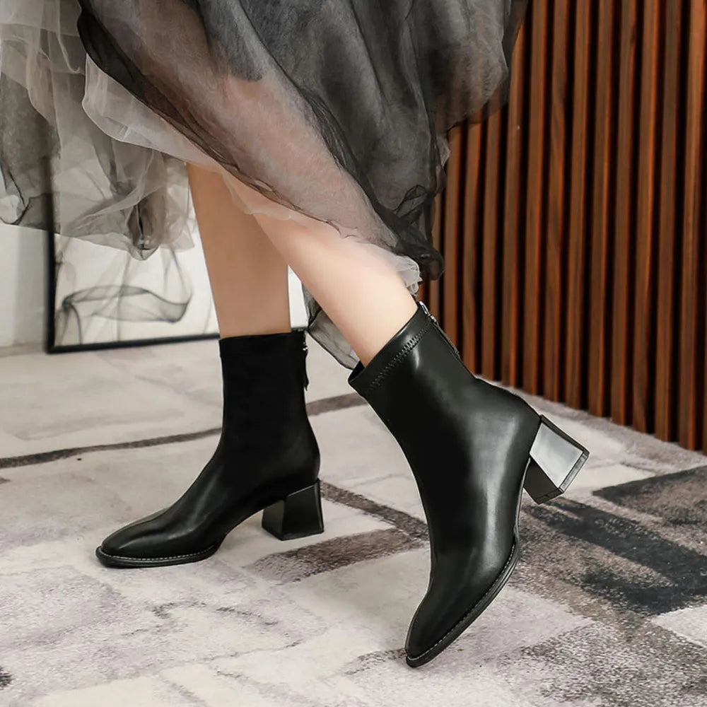 Darcy Sorrento — Round Toe Block Heels Boots Fashion Footwear, alternate view 3