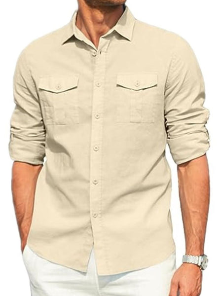 Men's Plus Size Button Down Collared Neck Long Sleeve Shirt - Opulent Empire