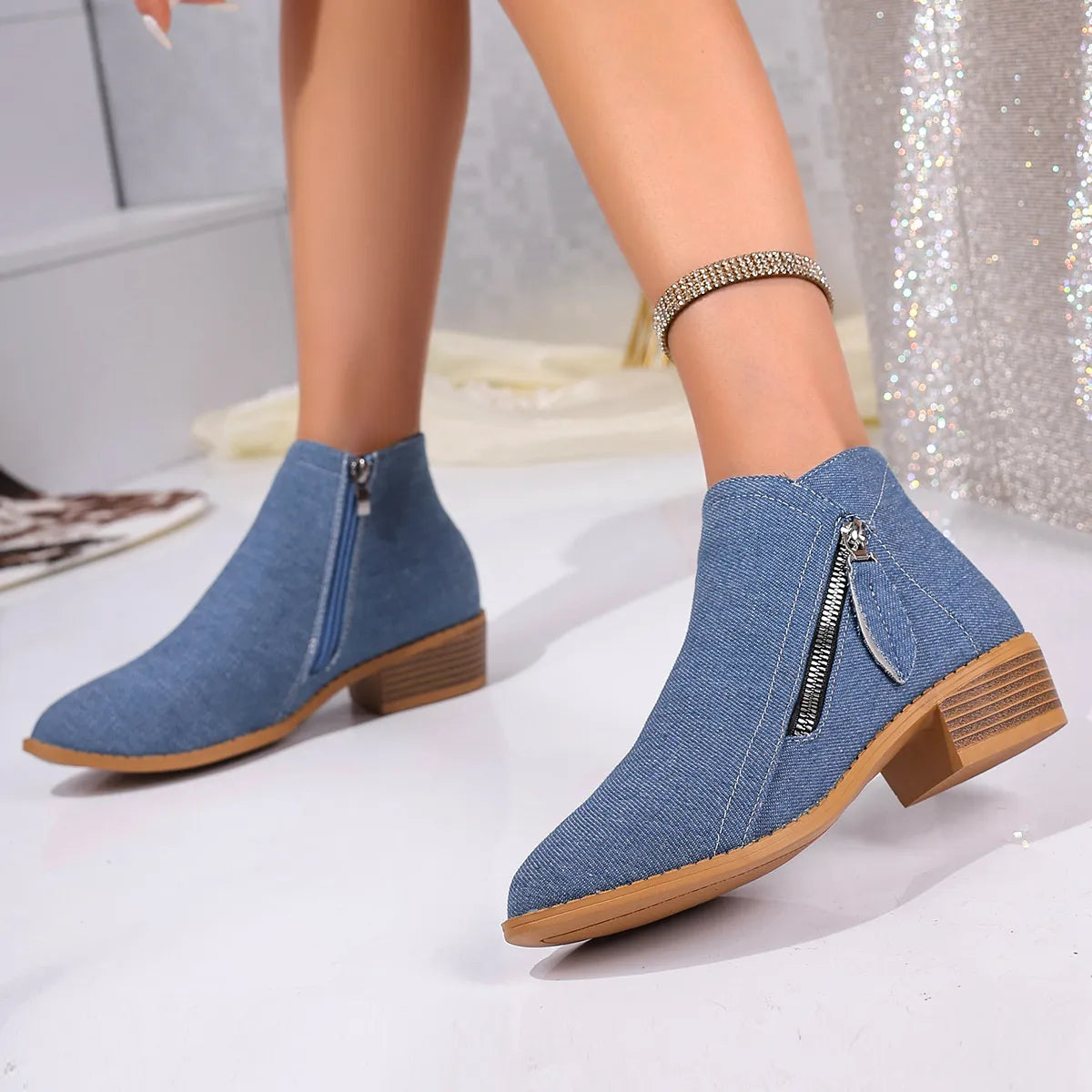 Harbor Fiorenza — Point Toe Block Heels Boots Fashion Footwear, alternate view 3