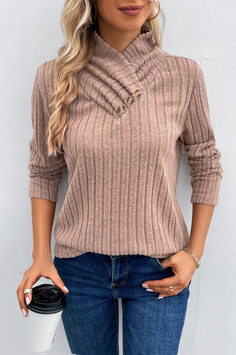 Vale Fontaine — Perfee Ribbed Turtleneck Long Sleeve Sweater, alternate view 5