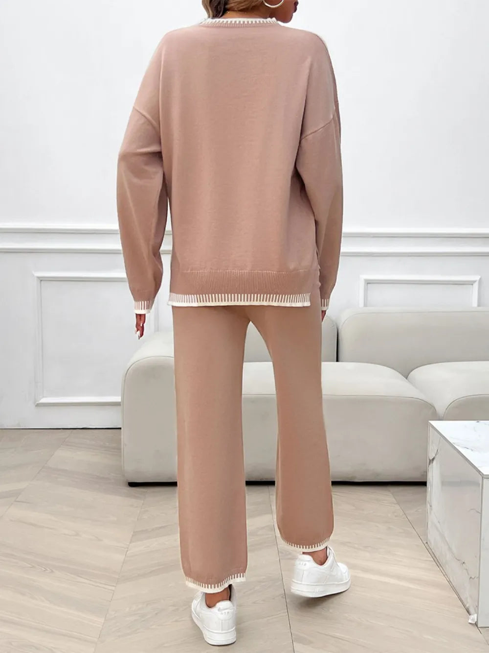 Marlowe Valmont — Devine Round Neck Dropped Shoulder Top and Pants Sweater Set, alternate view 2