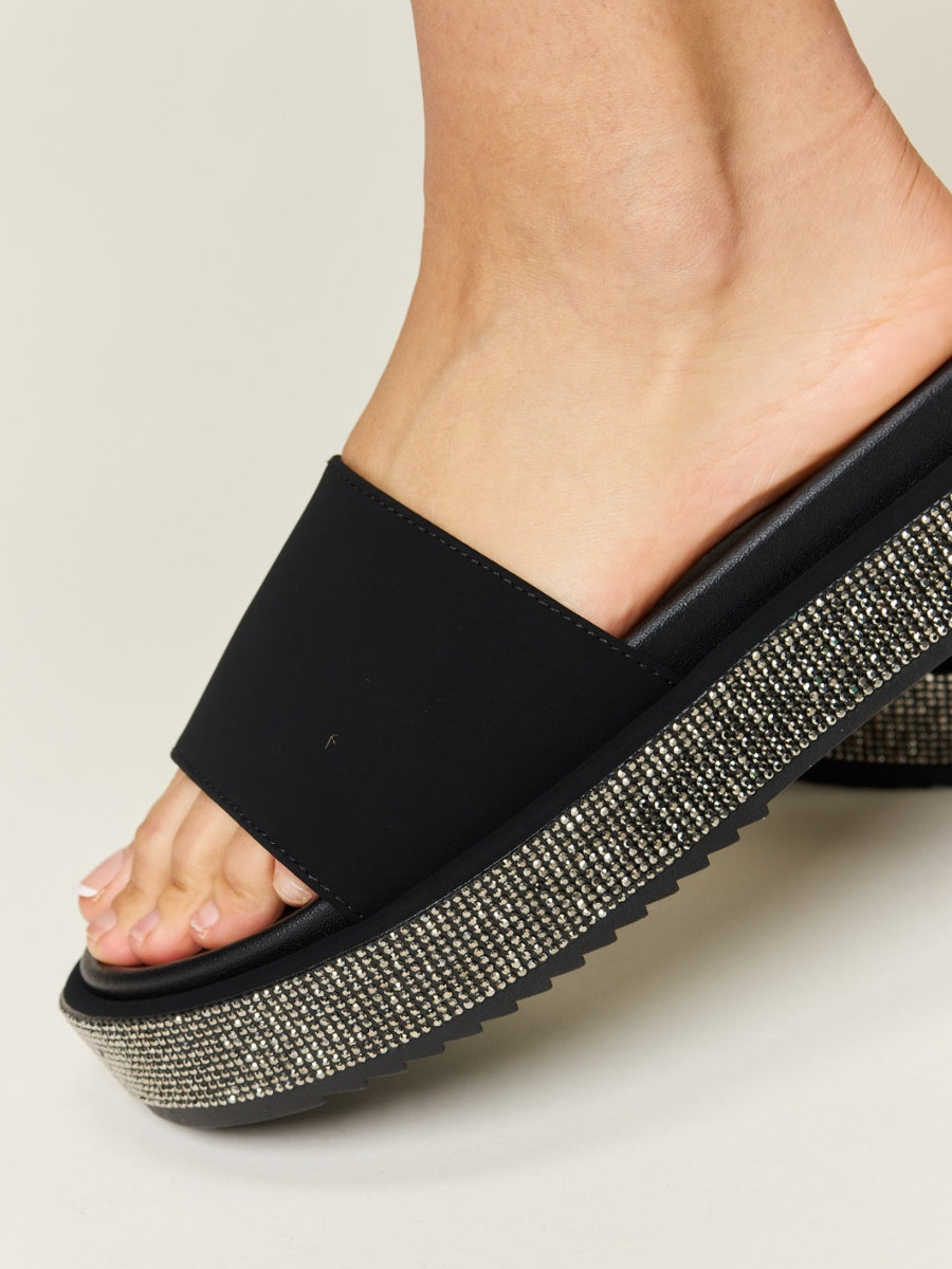 Forever Link Open Toe Rhinestone Platform Sandals - Opulent Empire