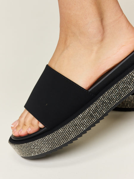 Forever Link Open Toe Rhinestone Platform Sandals - Opulent Empire