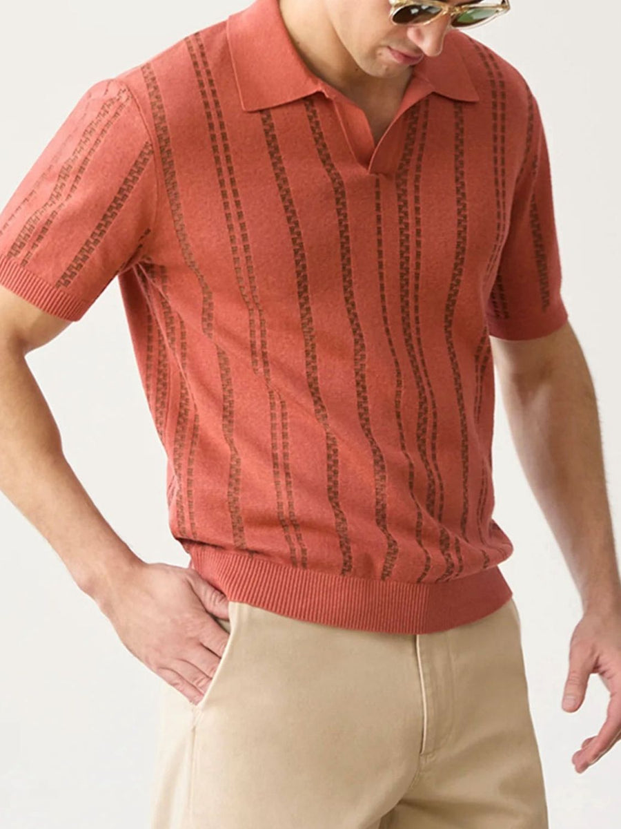 Alessandro Beaumont — Men's Plus Size Collared Neck Short Sleeve Polo Orange-Red Men's Tailored Shorts