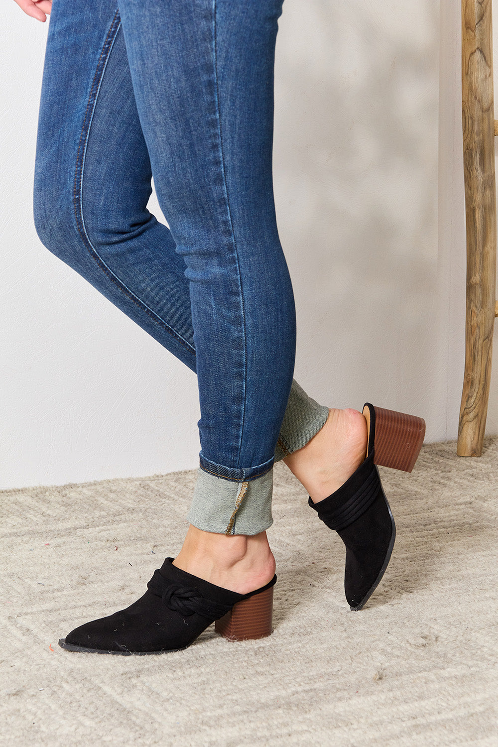 Darcy Marino — East Lion Corp Pointed-Toe Braided Trim Mules Black Fashion Footwear, alternate view 4