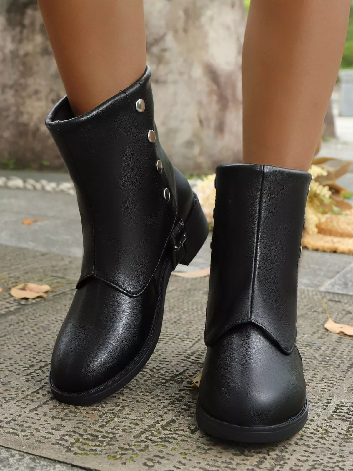 Lior Fiorenza — Buckle Block Heels Boots Fashion Footwear, alternate view 2