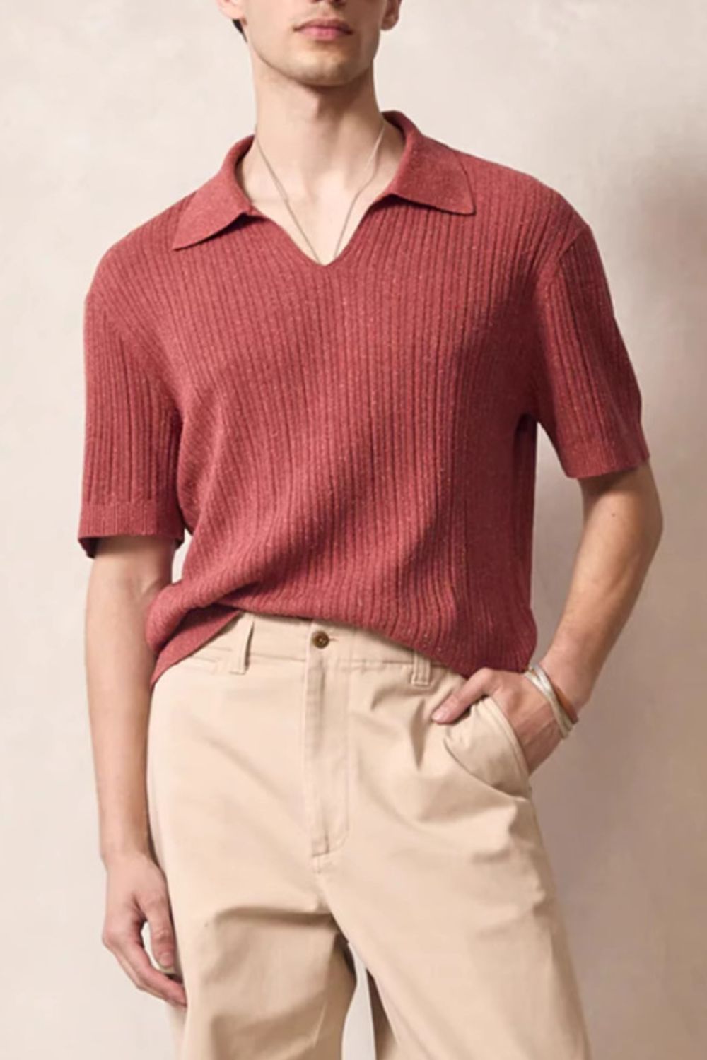 Hugo — Men's Plus Size Johnny Collar Half Sleeve Knit Polo