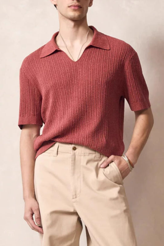 Men's Plus Size Johnny Collar Half Sleeve Knit Polo - Opulent Empire