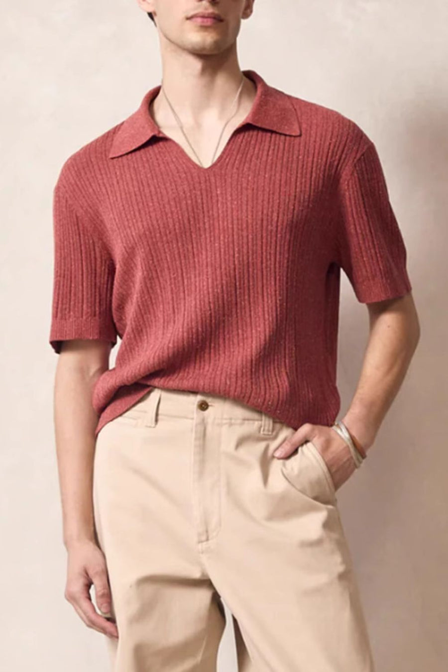 Hugo — Men's Plus Size Johnny Collar Half Sleeve Knit Polo