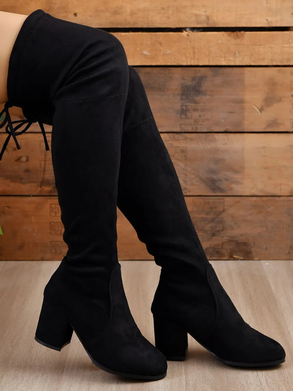 Gray Marino — Round Toe Block Heel Boots, alternate view 2
