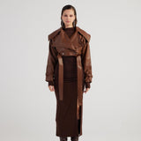 Neeko Chocolate Faux Leather Cropped Jacket-3