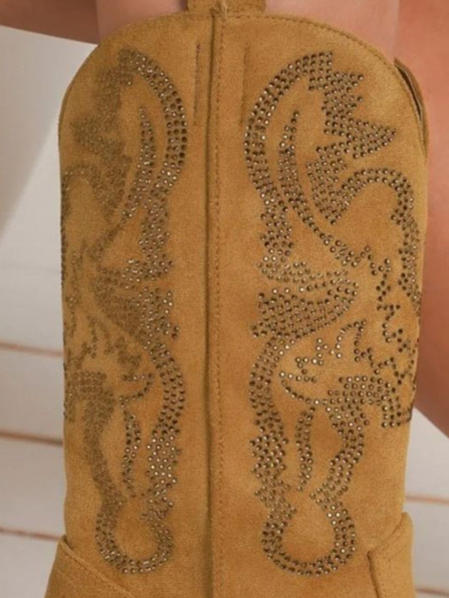 Beast Fashion Rhinestone Detail Point Toe Boots - Opulent Empire