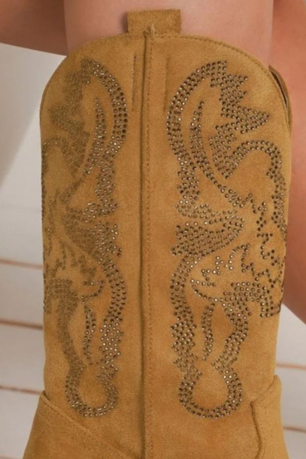Jules Beaumont — Beast Fashion Rhinestone Detail Point Toe Boots Camel Fashion Footwear, alternate view 3