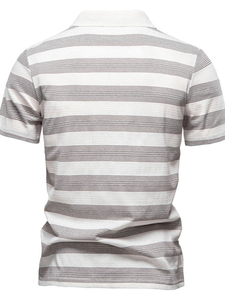 Men's Contrast Striped Short Sleeve Polo - Opulent Empire