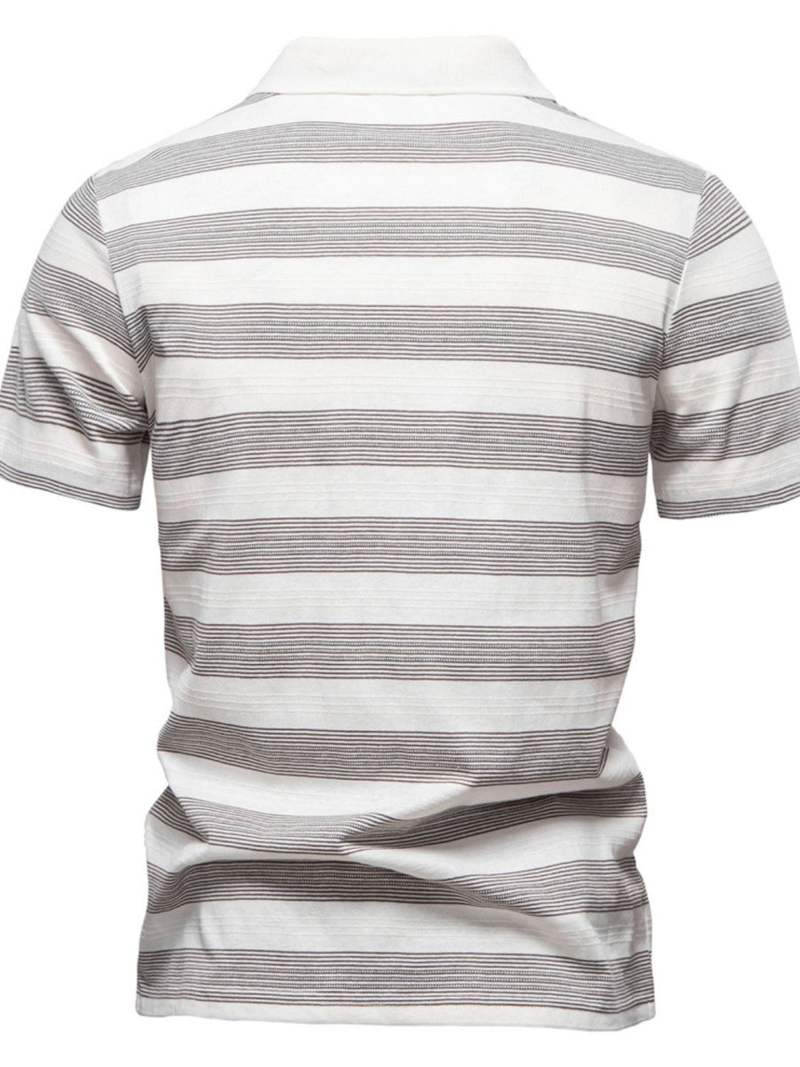Maximilian — Men's Contrast Striped Short Sleeve Polo Men's Tailored Shorts, alternate view 2