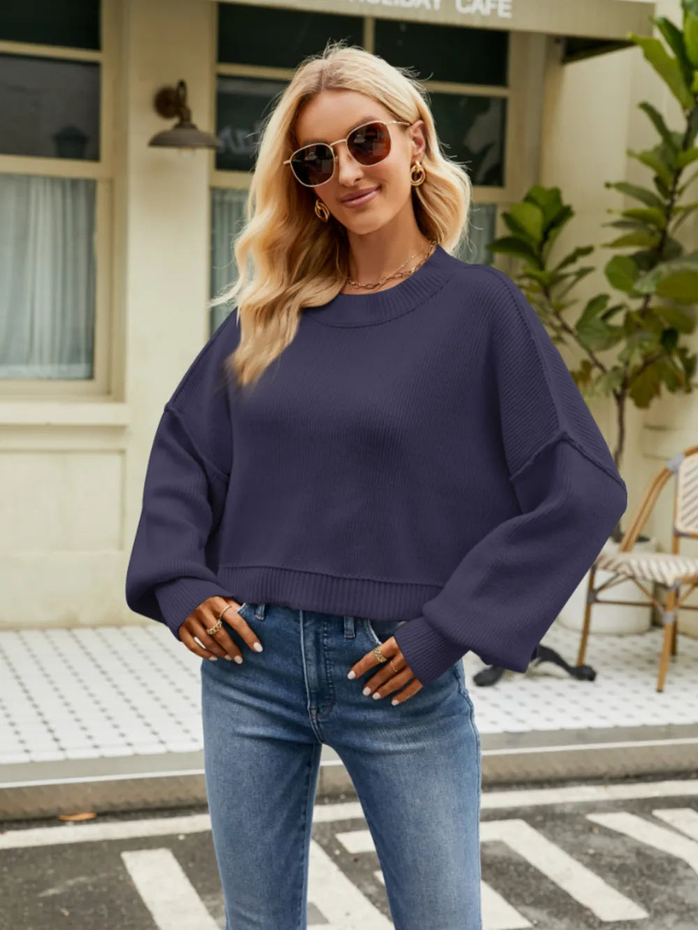 Dove Valmont — Round Neck Lantern Sleeve Sweater, alternate view 5