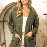 BiBi Checkered Long Sleeve Open Front Cardigan - Opulent EmpireBiBi Checkered Long Sleeve Open Front CardiganOpulent Empire