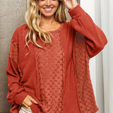 BiBi Checkered Spliced Long Sleeve Top - Opulent EmpireBiBi Checkered Spliced Long Sleeve TopOpulent Empire