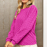 BiBi Round Neck Brushed Checker Top - Opulent EmpireBiBi Round Neck Brushed Checker TopOpulent Empire