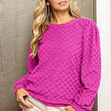 BiBi Round Neck Brushed Checker Top - Opulent EmpireBiBi Round Neck Brushed Checker TopOpulent Empire