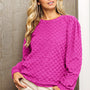 BiBi Round Neck Brushed Checker Top - Opulent EmpireBiBi Round Neck Brushed Checker TopOpulent Empire