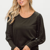 BiBi Round Neck Polka Dot Lantern Sleeve Top - Opulent EmpireBiBi Round Neck Polka Dot Lantern Sleeve TopOpulent Empire