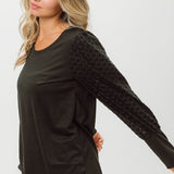 BiBi Round Neck Polka Dot Lantern Sleeve Top - Opulent EmpireBiBi Round Neck Polka Dot Lantern Sleeve TopOpulent Empire