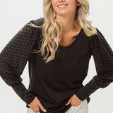 BiBi Round Neck Polka Dot Lantern Sleeve Top - Opulent EmpireBiBi Round Neck Polka Dot Lantern Sleeve TopOpulent Empire