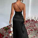 Selene Beaumont — Elegant One-Shoulder Satin Backless Maxi Dress, alternate view 19