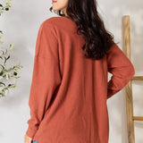 BOMBOM Drop Shoulder Long Sleeve Blouse with Pockets - Opulent EmpireBOMBOM Drop Shoulder Long Sleeve Blouse with PocketsOpulent Empire