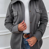 Button Down Dropped Shoulder Coat - Opulent EmpireButton Down Dropped Shoulder CoatOpulent Empire