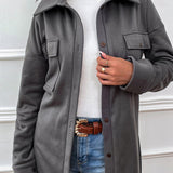 Button Down Dropped Shoulder Coat - Opulent EmpireButton Down Dropped Shoulder CoatOpulent Empire