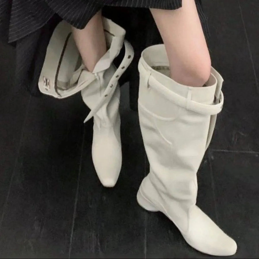 Indigo Allegra — Square Toe Block Heels Boots Fashion Footwear, alternate view 2