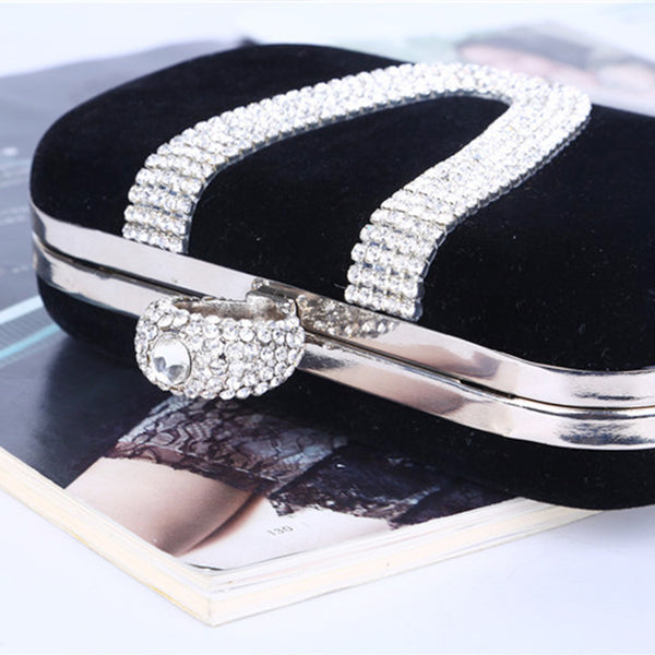 Verona Diamond Velvet Clutch