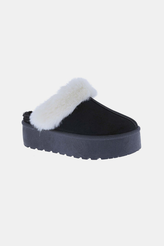 Weeboo Thick Bottom Fur Trim Snow Slippers - Opulent Empire