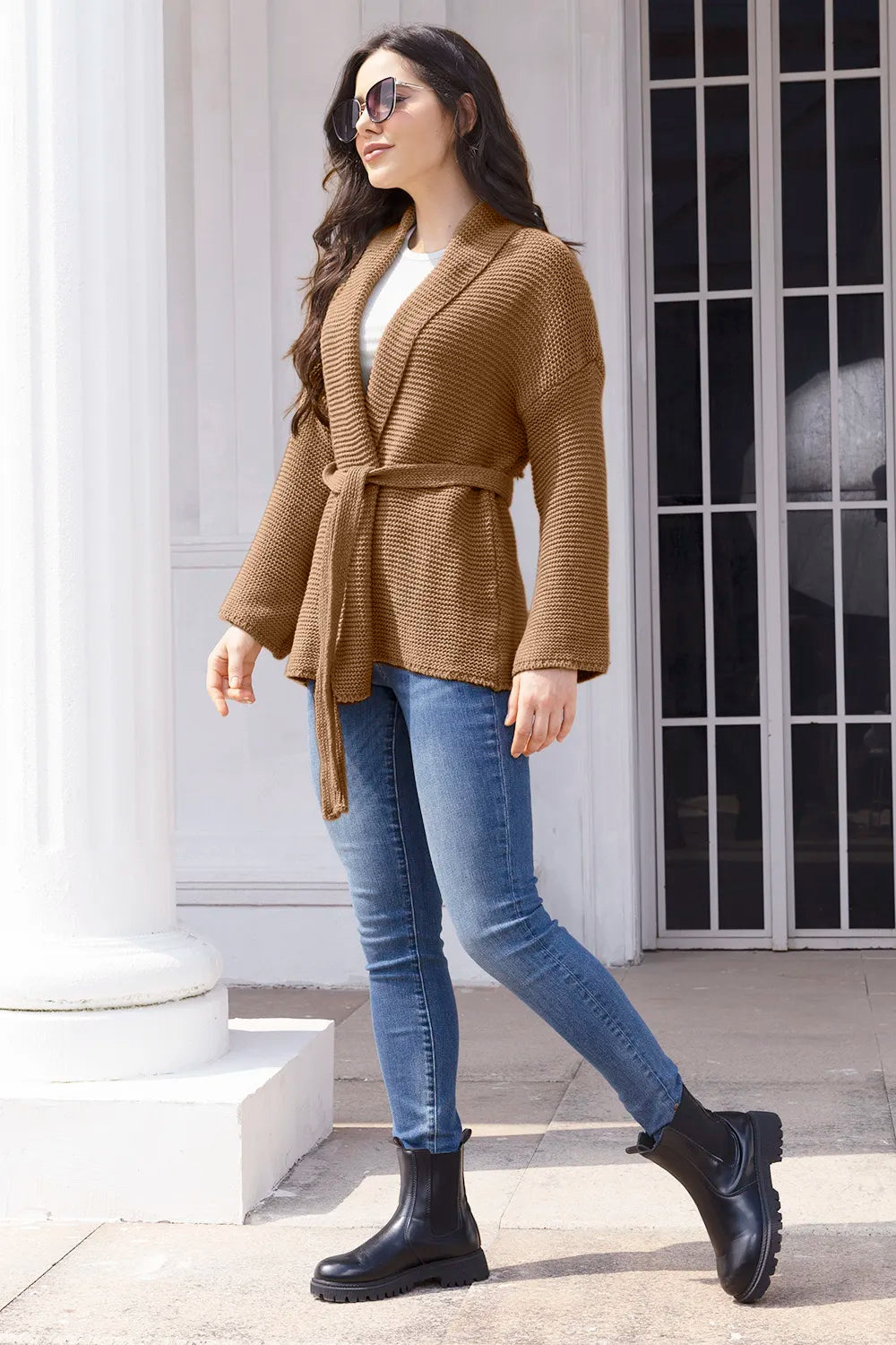 Sage Bellamy — Tied Open Front Long Sleeve Cardigan, alternate view 6