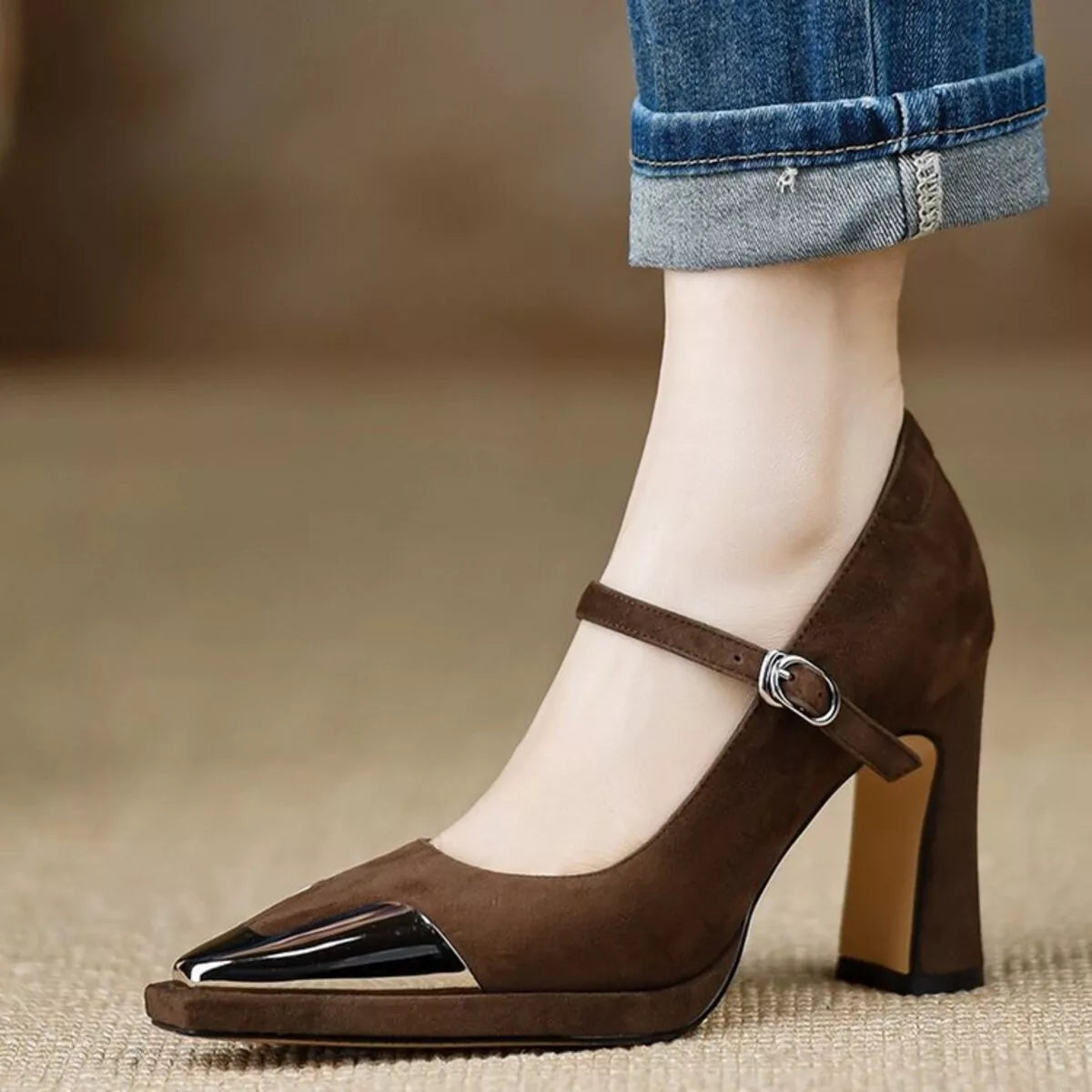 Fable Fiorenza — Point Toe Block Heels Pumps Fashion Footwear, alternate view 8