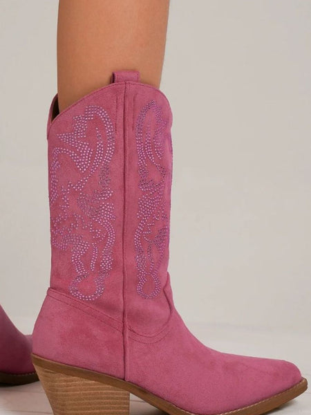 Beast Fashion Rhinestone Detail Point Toe Boots - Opulent Empire