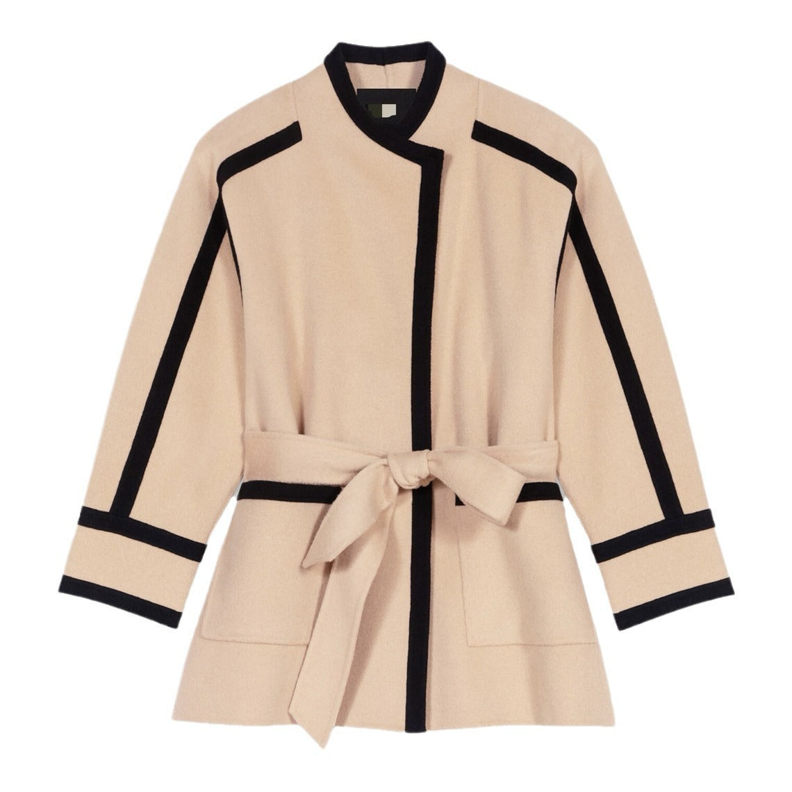 Lucinda™ | Contrast-Trim Wool Belted Coat