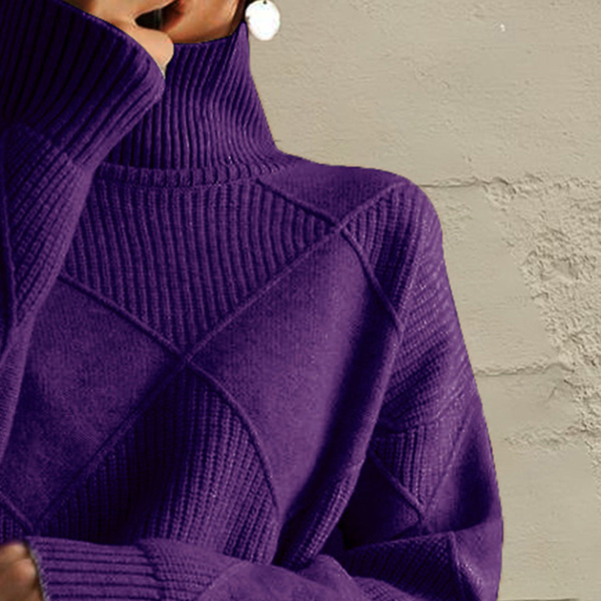 Emery Rivière — Geometric Turtleneck Long Sleeve Sweater, alternate view 24