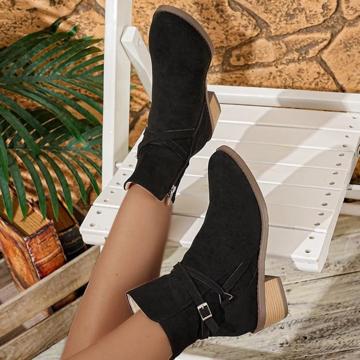 Paris Fiorenza — Side Zip Block Heels Boots Fashion Footwear, alternate view 5